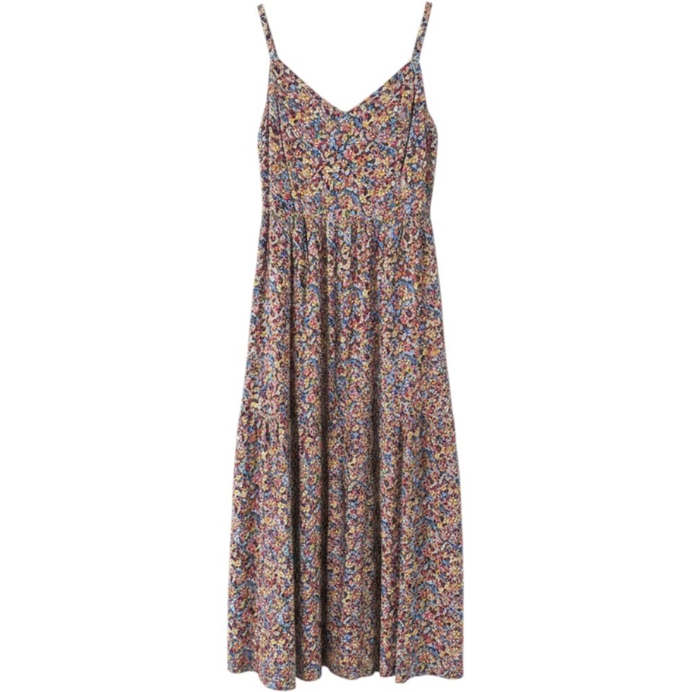 Old Navy XL Cami Floral Tiered Midi Dress Blue Pink Yellow Ditsy Print Pockets